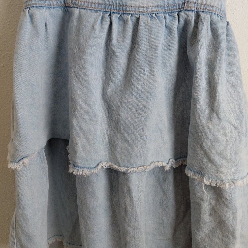 American Eagle Tiered Skirt Denim Dress Corset Y2K Western 80s Prairie Small - Picture 3 of 10